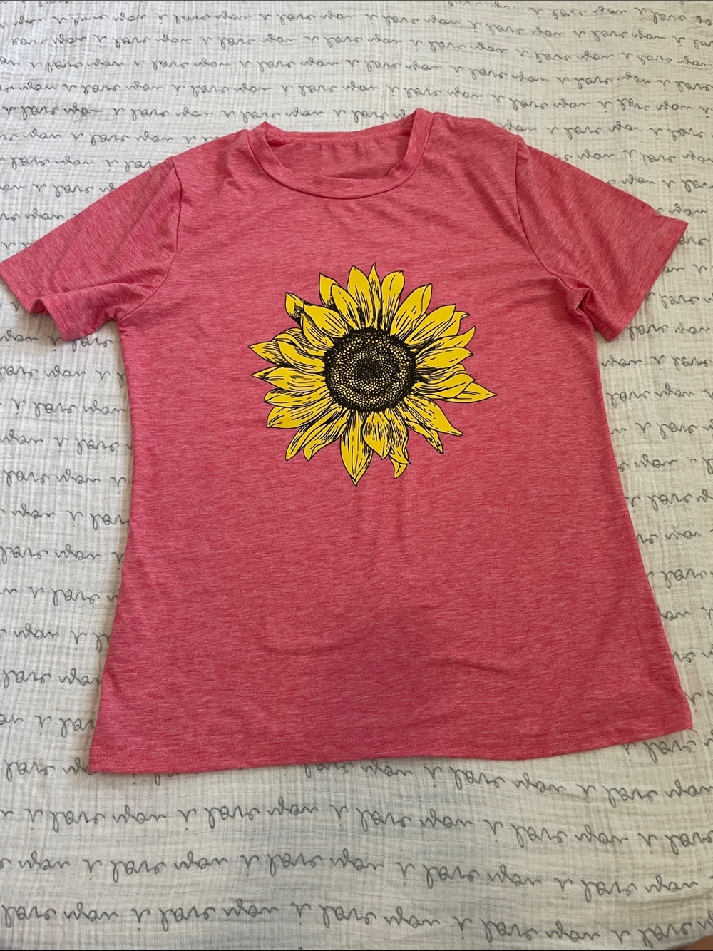 Pretty Pink T-shirt with Golden Yellow Sunflower :)